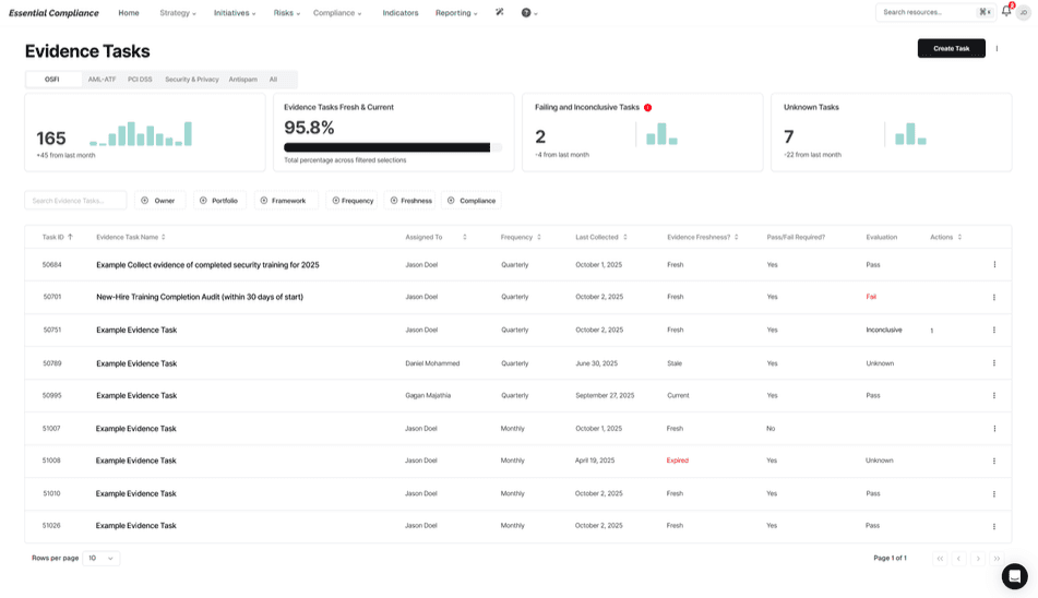 Evidence Management screenshot