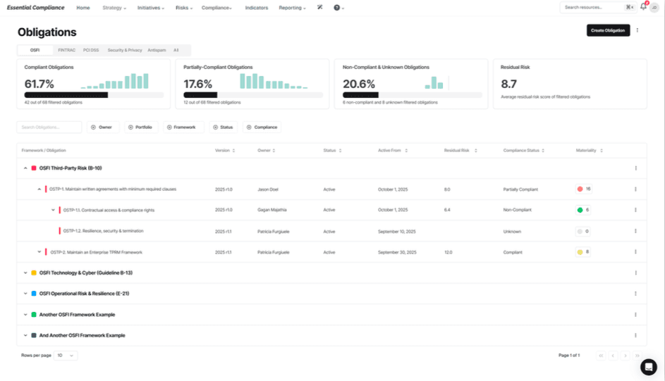 Obligations Management screenshot
